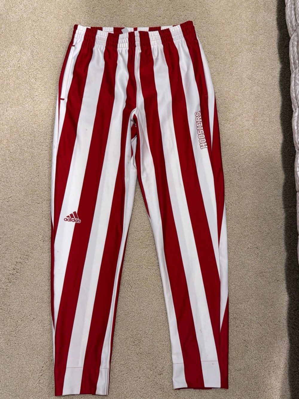 adidas Kids Red and White Striped Joggers